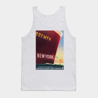 BREMEN NEW YORK Ocean Liner Art Deco Vintage Cruise Ship Tank Top